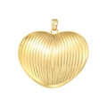 Ciondolo a cuore vintage francese placcato oro 18K con trama a righe e finitura lucida - Ciondolo Cuore a Righe Oro VD1775