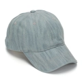 Detailed view of light blue denim baseball cap showing fabric texture and stitched brim - Light Blue