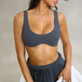 High-elastic dark grey yoga sports camisole vest with supportive spandex blend - S / Blue Gray