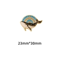 Enamel whale brooch pin with artistic sun pattern design in black and gold colors - Whale Sound Decoration