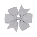 Handmade light grey grosgrain ribbon bow hair clip for children with V-cut tails - Gray