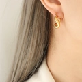 Minimalist gold-plated Mobius twist hoop earrings with a polished metallic finish - F495 - Gold Earrings