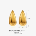 Pendientes de gota en acero inoxidable chapado en oro de 18K con acabado de espejo - Oro Pequeño