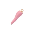 Pink cornicello charm with rose gold ring for DIY jewelry making and necklaces - VD1572 Rose Gold Pink Enamel Horn