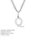 Silver stainless steel initial Q pendant necklace for women minimalist jewelry - Letter Style(Q) (CDNP014) / Silver