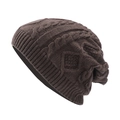 Gorro de punto trenzado marrón oscuro para hombre y mujer, gorro de invierno cálido y suave - gris oscuro