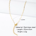 Golden 2.2mm stainless steel twisted chain necklace, 18k gold plated, 45cm plus 5cm length - HC0059G-Handmade Bar Chain