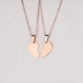 Rose gold stainless steel necklace set with interlocking half-heart pendants for couples - Rose Gold