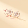 Rose gold five-petal flower stud earrings with clear zircon stones 1.2cm size - Rose Gold Large Five-Petal Flower