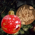 Inflatable red Christmas ball ornament with Santa and reindeer pattern for outdoor decor - Small Christmas Sleigh