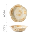 Japanese style 19.5cm ceramic pasta plate with yellow hand-painted stripes - Hand-painted Deep Plate