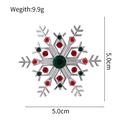 Silver snowflake brooch with red and green rhinestones, size 5x5cm, weighing 9.9g - Red Green Rhinestone Snowflake (C368-A)