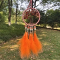 Handmade Tree of Life dream catcher with orange feathers and natural crystal stones - Red Agate