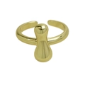 Polierter 18k vergoldeter Puffy Bubble Ring mit verstellbarem offenem Design - Buchstabe I / Gold