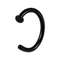 Glossy black C-shaped metal nose ring and cartilage earring with a flat disc end - Black C-Shape 1x8x2mm