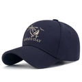 Donkerblauwe baseballpet met gouden kokosnotenboom borduursel en A Good Day tekst - Verstelbaar / Marineblauw