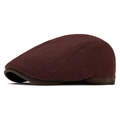 Béret en laine bordeaux avec visière en velours marron foncé pour homme et femme - Style Doublé de Polaire Chaude / Bordeaux
