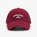 Gorra de béisbol granate desgastada con bordado 3D blanco y visera deshilachada estilo - Ajustable / Burdeos