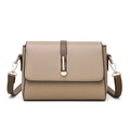 Minimalistische vierkante crossbodytas in beige en donkerbruin met lychee-textuur - Khaki