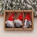 Set di tre gnomi natalizi rossi e grigi con cappelli a maglia in confezione regalo - Stile Ricamo Fiocco di Neve Rosso (K-TS177 Tipo A)