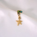 Golden starfish heart earrings featuring colorful rhinestones on elegant silk background - Colorful Rhinestone Starfish Pendant