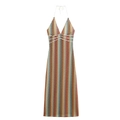 Sexy Neckholder-Häkelkleid mit bunten Wellenmustern und figurbetonter Passform - S / Wie gezeigt