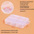 6-grid clear PP plastic storage box with flip lid, dimensions 9.8x6.4x2.3cm - Fishing Gear 6-Compartment (9.8x6.4x2.3cm)