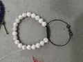 White howlite stone beaded bracelet with adjustable black braided cord and natural marble texture - White Turquoise