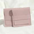 Dusky rose faux leather jewelry pouch with snap button for necklaces and small items - 8*8cm / Light Purple