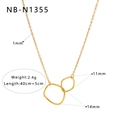 Detail of gold geometric interlocking square pendants with size specifications in millimeters - Irregular Interlocking Double Ring Pendant (NB-N1355)