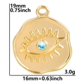 Detail view of gold 18k plated evil eye pendant with blue crystal and precise dimensions - Gold Tone Pendant Only (Without Chain)