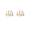 Vintage gold claw stud earrings featuring micro-pave zirconia and geometric design - Four Claw Row (A-608) / KC Gold