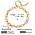 Pulsera de eslabones gruesos de acero inoxidable dorado con dije de corazón y cierre - Estilo de Eslabón Ovalado Texturizado (JDB0309004)