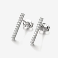 Elegant S925 sterling silver rectangular stud earrings with sparkling micro-inlaid zircon - Pave Bar Studs