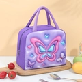 Purple insulated lunch bag with large 3D butterfly print and sturdy hand straps - Purple Butterfly Love HahaPet