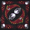 Black cotton bandana featuring flaming skull and phoenix patterns for biker hip-hop style - Diagonal Skull (N-01)