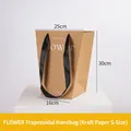 Small trapezoid kraft paper gift bag with clear window and black silk ribbon handles - Small FLOWER Trapezoidal Kraft