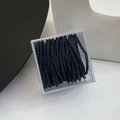 Minimalist black elastic hair tie with spiral texture stored in a clear square box - 2# Black (30pcs Box)