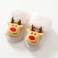 Mignonnes chaussettes bébé renne en polaire corail beige pour l'hiver - M (1-2 Ans) / Renne kaki