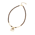 Collier en perles d'oeil de tigre avec pendentif éléphant doré et zircons colorés - 3# Pierre Oeil de Tigre/Pendentif Éléphant Blanc