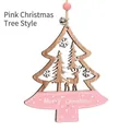 Addobbo per albero di Natale in legno rosa con renne intagliate e un campanellino - Ciondolo a Forma di Albero Rosa
