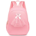 Pink girls ballet backpack featuring sequin mesh tutu and gold ballerina charm - Tutu Style Pink