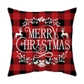 Christmas red and black buffalo plaid pillow cover with white reindeer and holiday motif - Red Black Plaid MERRY CHRISTMAS Caps