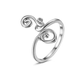 Adjustable silver swirl toe ring for women with artistic abstract design and polished finish - Style 7-Abstract Vortex / Silver