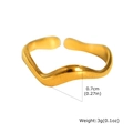 Minimalist golden stainless steel wave open ring with 0.7cm width and 3g lightweight design - Single Layer Wave (RC-699G)