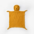 Ginger yellow lion baby comforter towel in soft muslin cotton with knotted corners - Ginger Lion