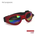 Foldable pet sunglasses with red frames and colorful reflective lenses for dogs - One Size / Red