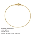 0.9mm gold round snake chain bracelet in polished stainless steel 18cm length - 1MM-18CM