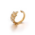 Anello a foglia dorata regolabile con zirconi in un design geometrico minimalista - US 9 / Oro