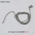 0.5mm steel color stainless steel cable chain necklace with lobster clasp and extender - Silver (0.5x45+5cm)